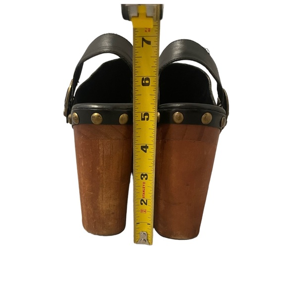 Jeffrey Campbell woodies studded black leather with signature wooden heels. - Picture 4 of 5